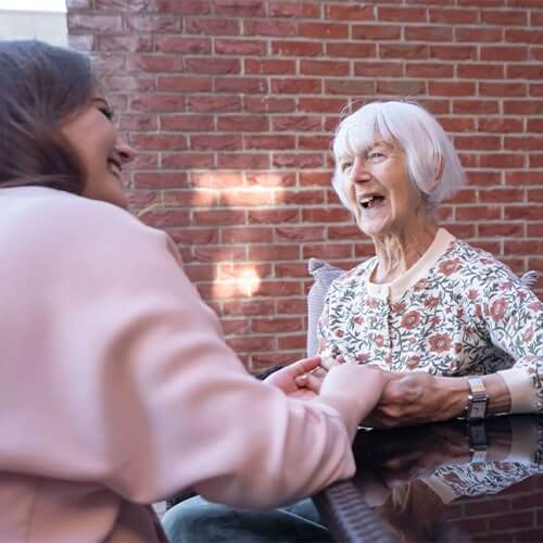 smiling care home resident