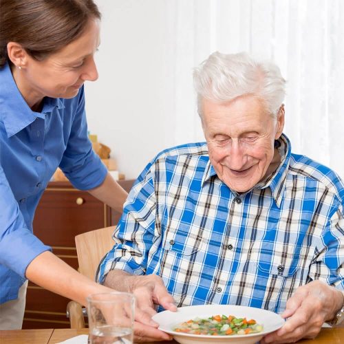 having lunch at care home